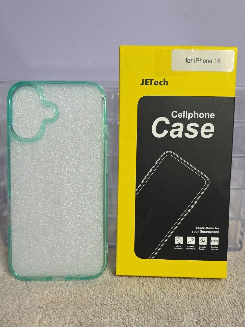 JETech Mint Green Clear Phone Case for iPhone 16‎